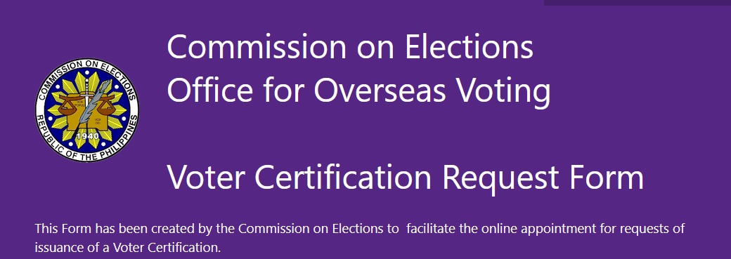 COMELEC Philippines Online Voter Certification Application OVCA Www electionin